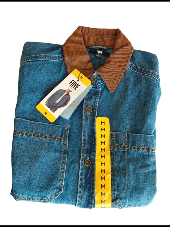 Frye Other - Frye Blue Denim Jacket with Brown Corduroy Collar Mens Size Medium NWT